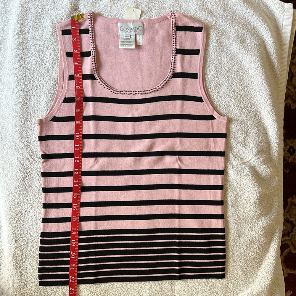 Striped Pink and Black Knit Tank - Picture 7 of 8